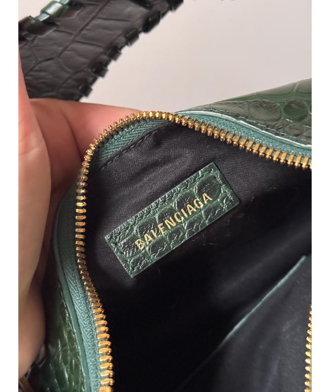 BALENCIAGA Хаки кожаная сумка через плечо, фото 4