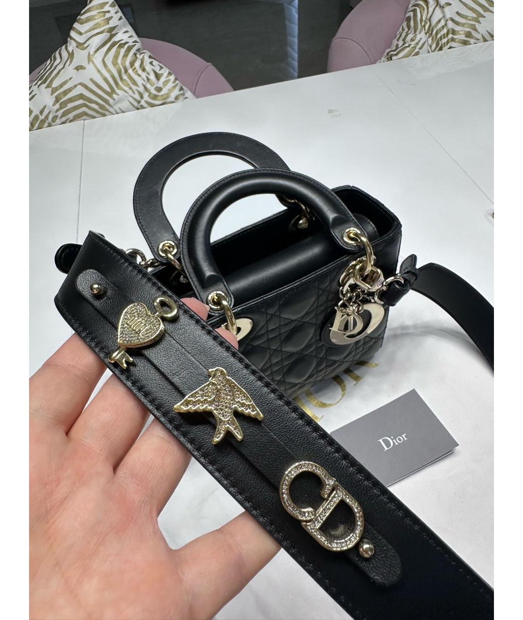 CHRISTIAN DIOR Черная кожаная сумка через плечо, фото 4