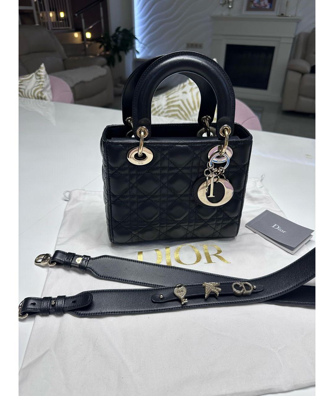 CHRISTIAN DIOR Черная кожаная сумка через плечо, фото 5