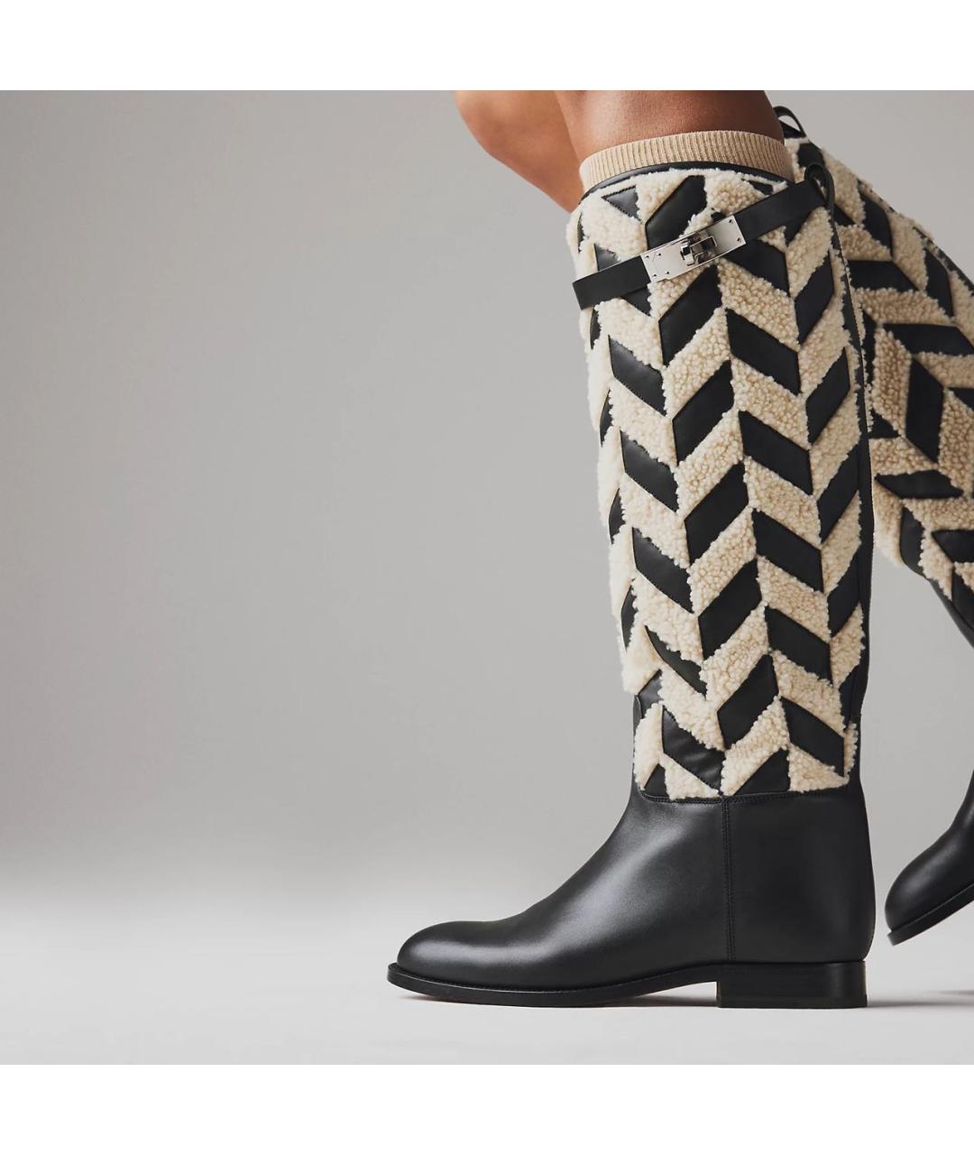 HERMES Черные кожаные сапоги, фото 3