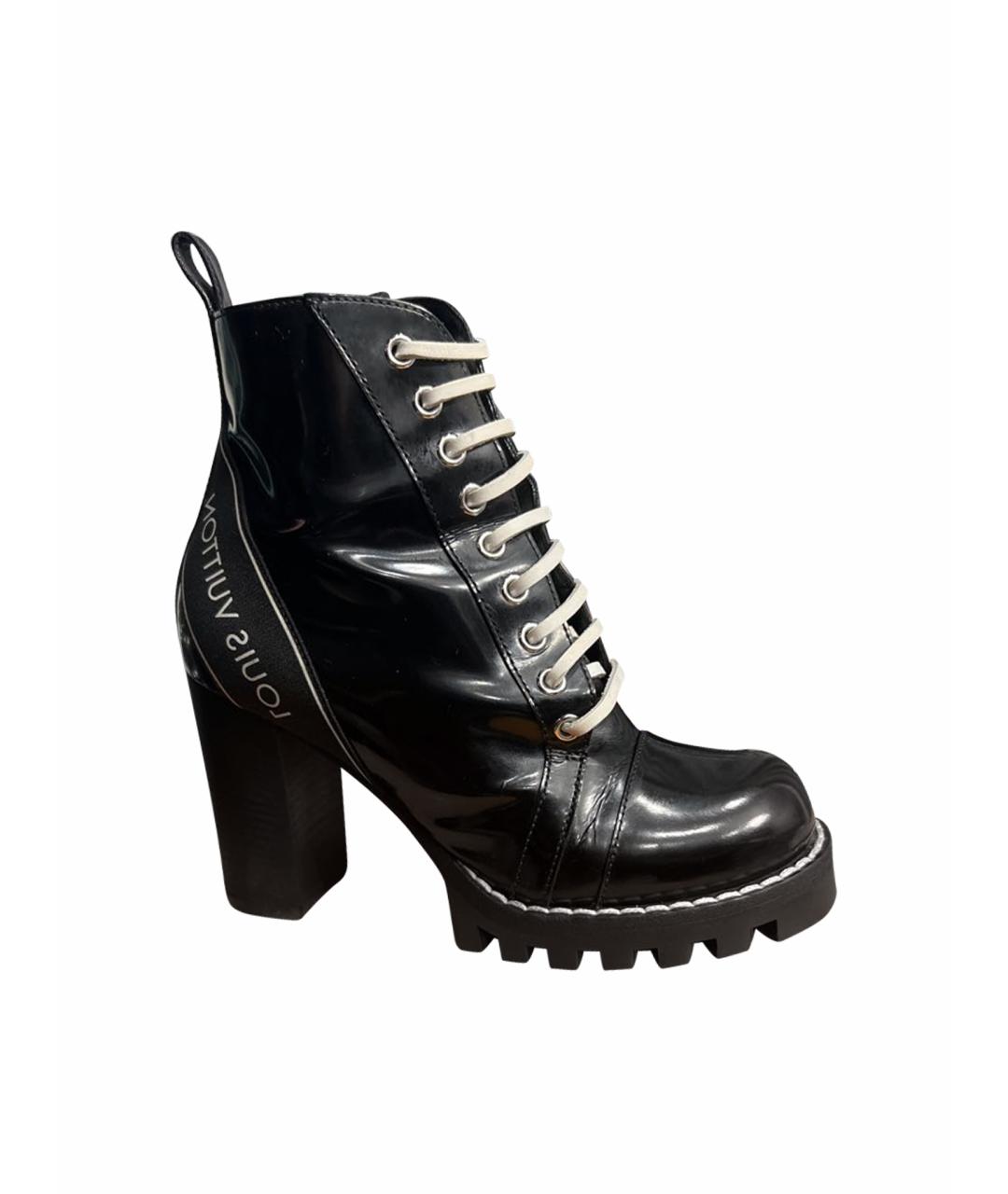 LOUIS VUITTON Черные кожаные ботильоны, фото 1