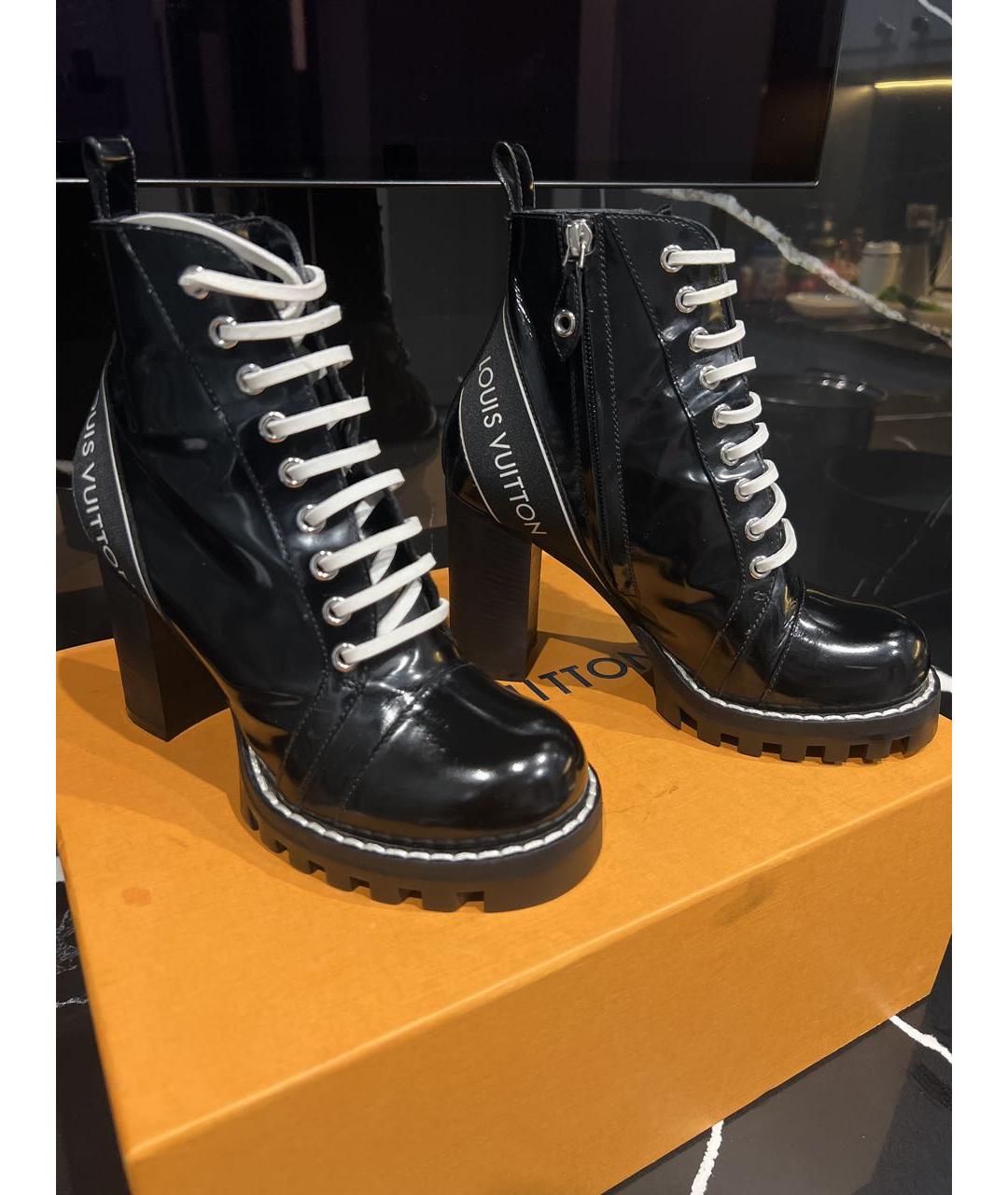 LOUIS VUITTON Черные кожаные ботильоны, фото 2