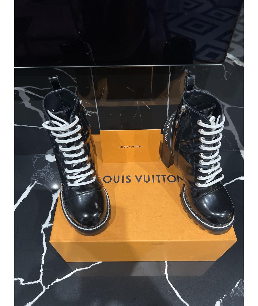 LOUIS VUITTON Черные кожаные ботильоны, фото 3