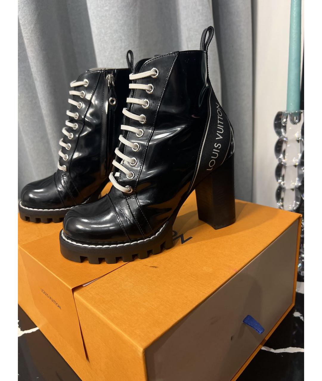 LOUIS VUITTON Черные кожаные ботильоны, фото 5