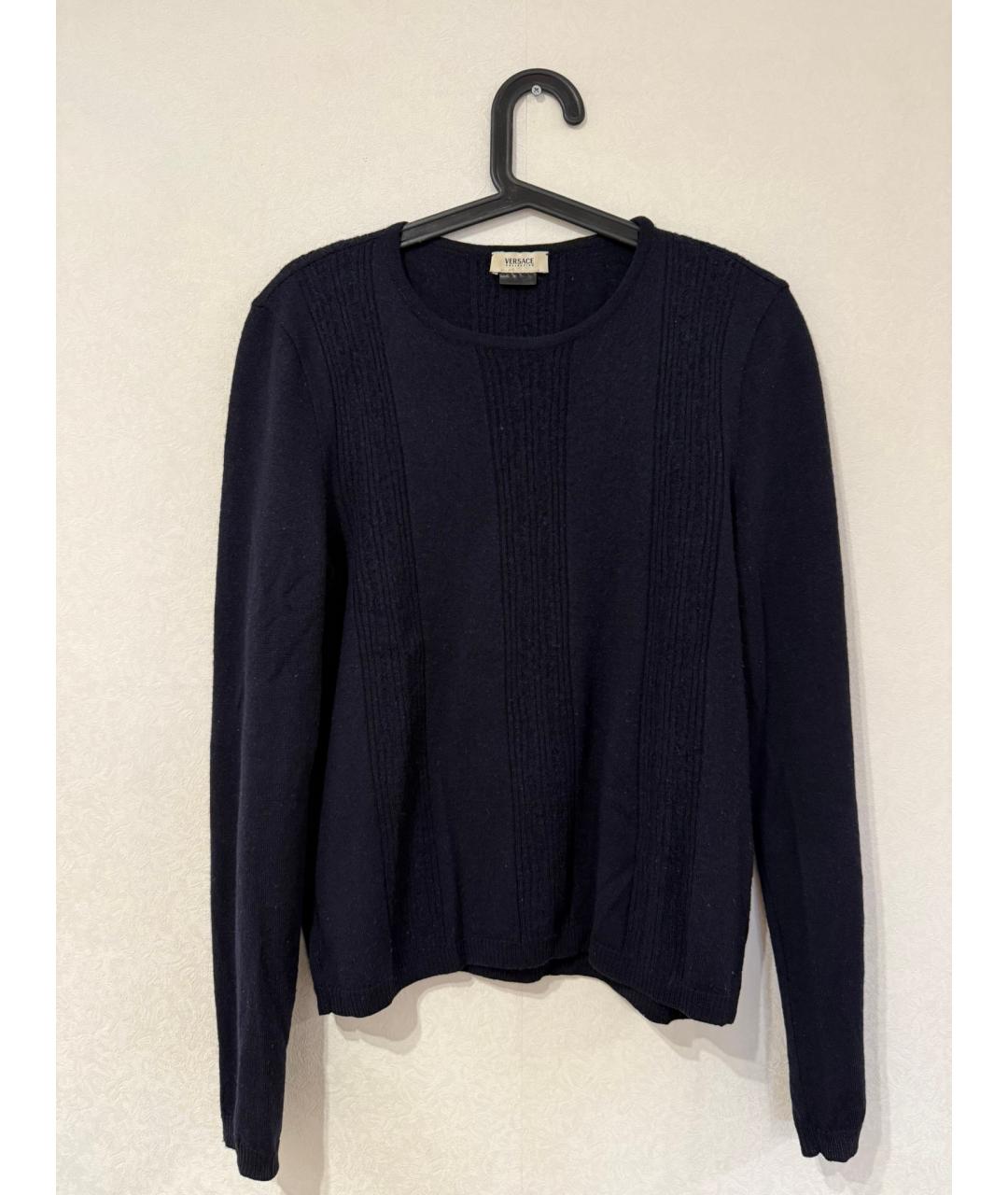 VERSACE COLLECTION Темно-синий шерстяной джемпер / свитер, фото 4