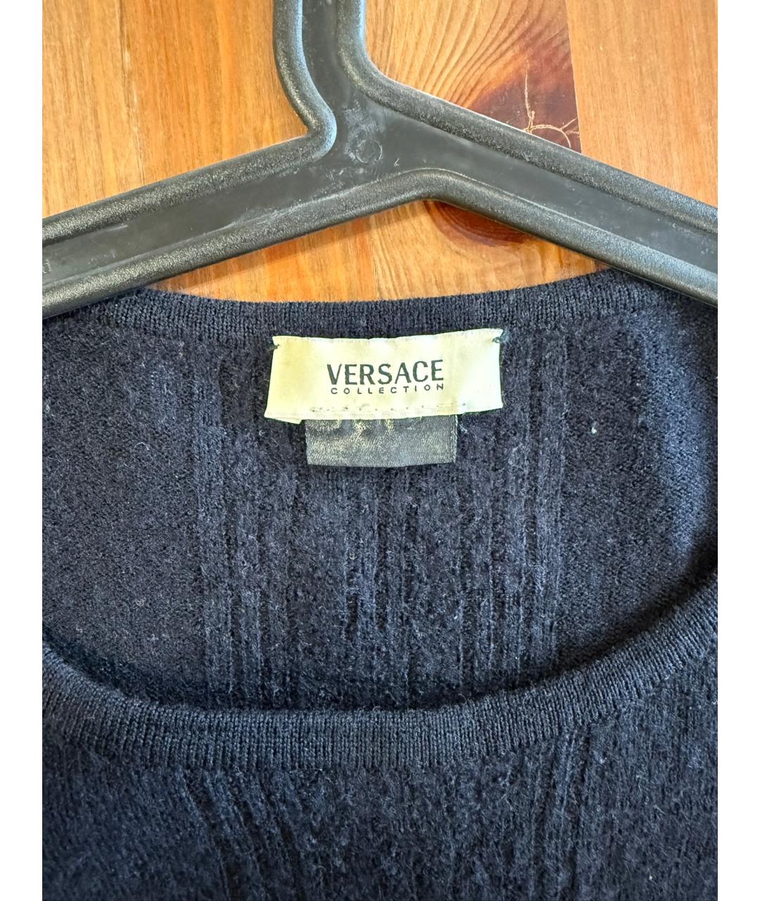 VERSACE COLLECTION Темно-синий шерстяной джемпер / свитер, фото 2