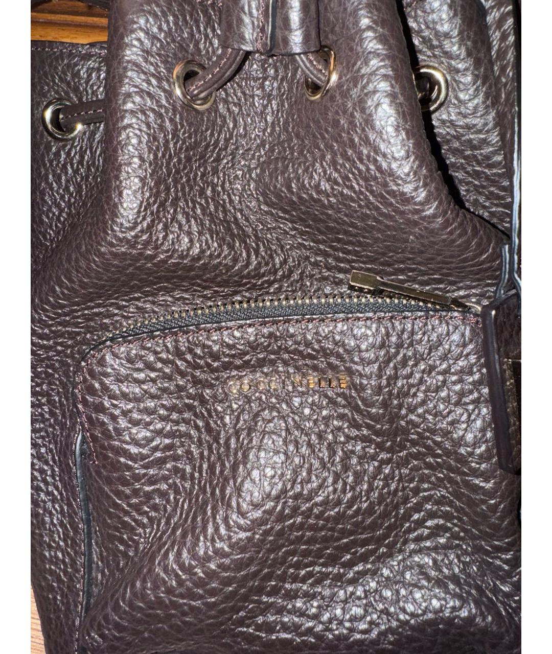 COCCINELLE Коричневая кожаная сумка через плечо, фото 3