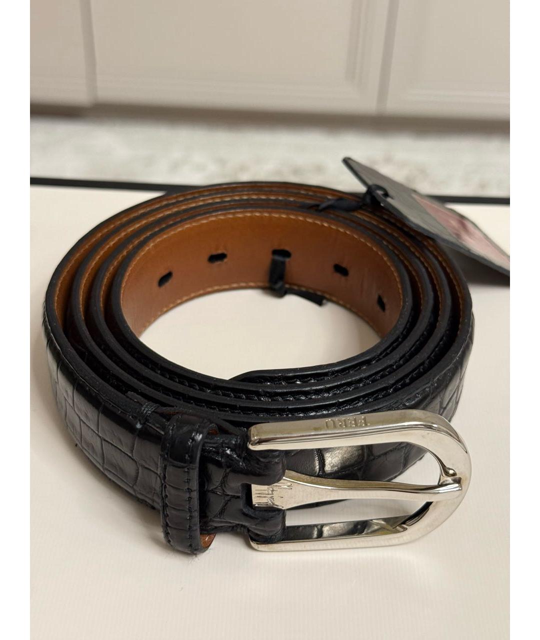 FERU Черный ремень из экзотической кожи, фото 5