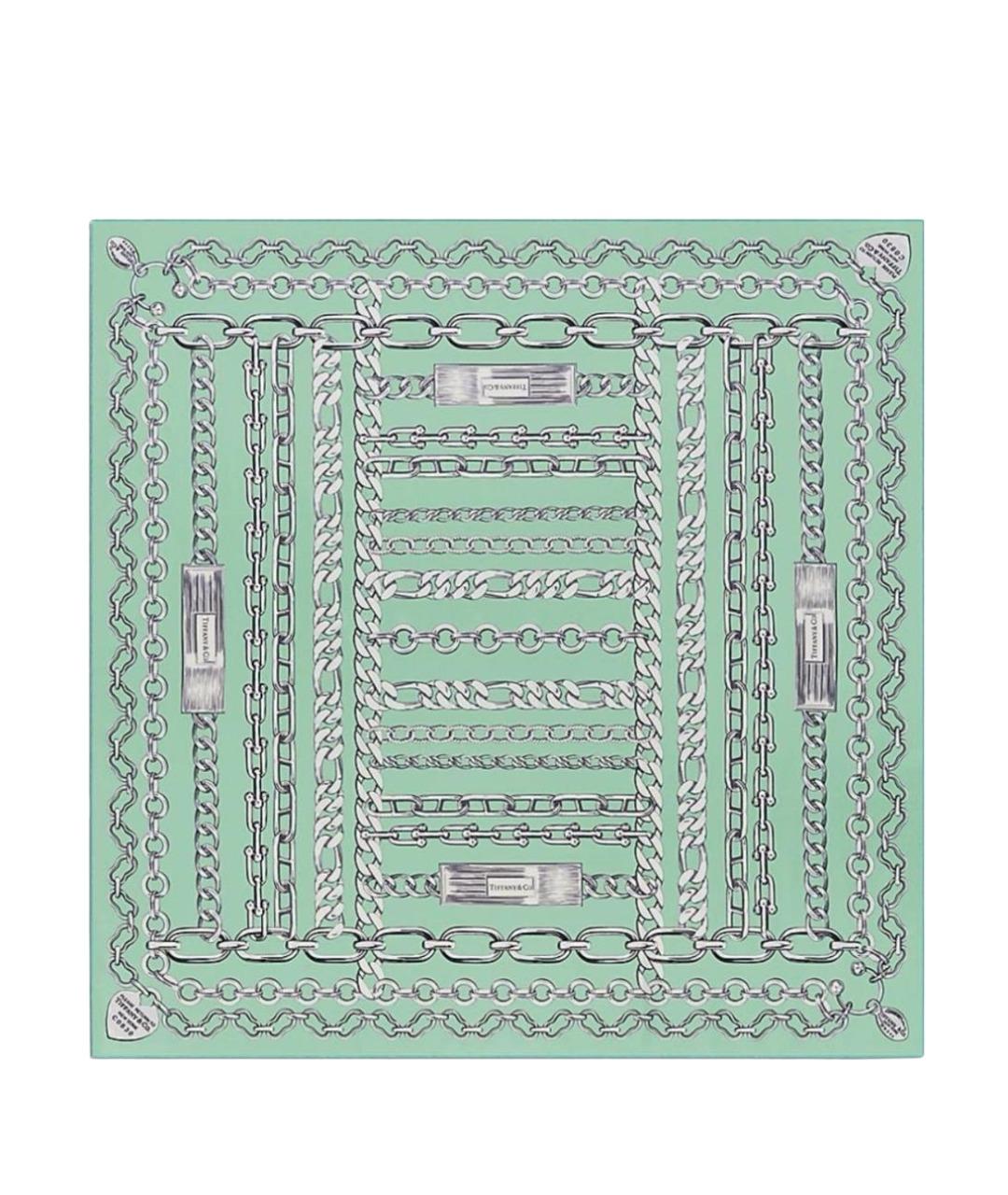 TIFFANY&CO Бирюзовый шелковый платок, фото 1