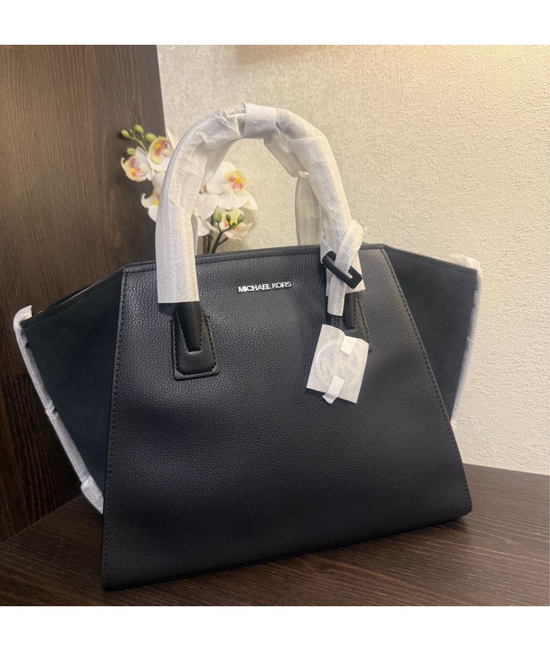 MICHAEL KORS Черная кожаная сумка тоут, фото 6