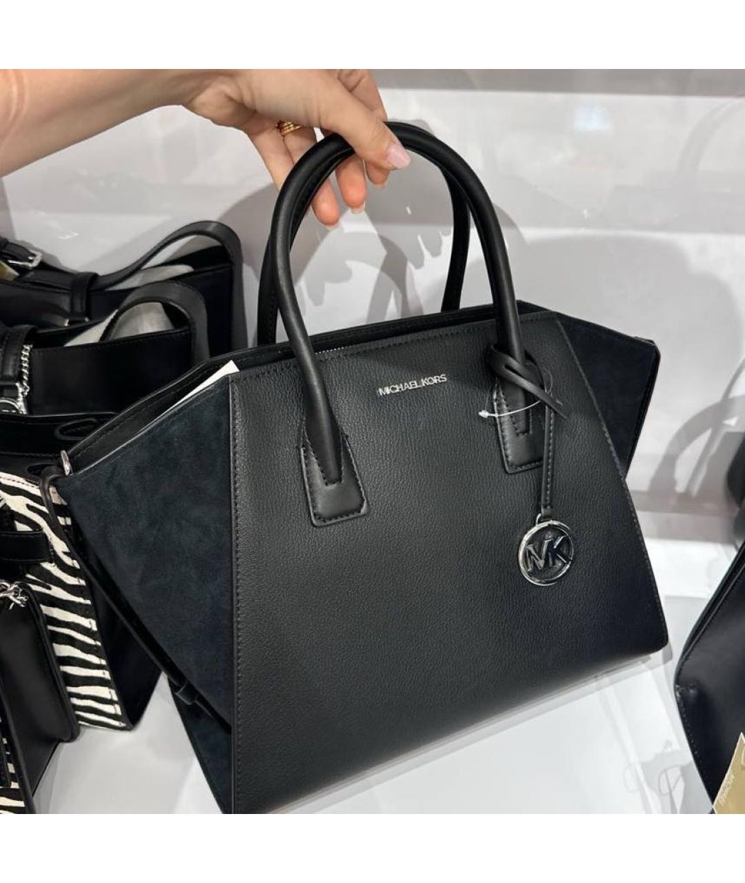 MICHAEL KORS Черная кожаная сумка тоут, фото 5