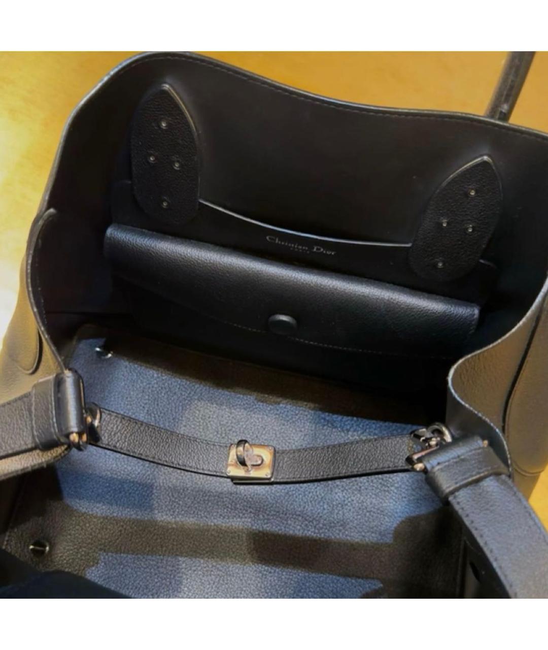 CHRISTIAN DIOR Черная кожаная сумка с короткими ручками, фото 4