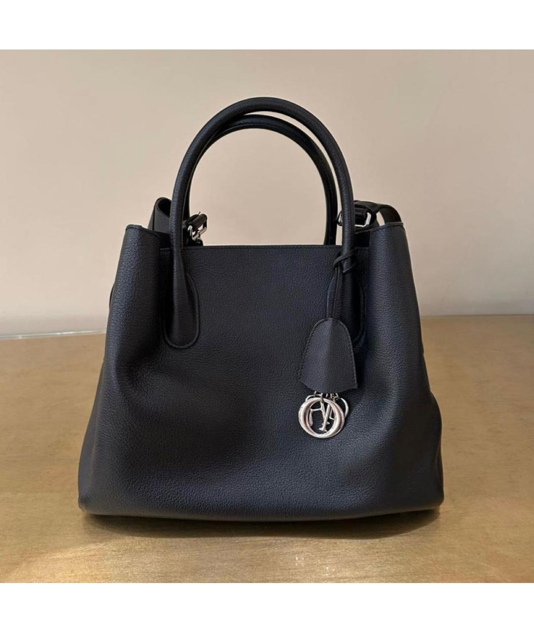 CHRISTIAN DIOR Черная кожаная сумка с короткими ручками, фото 8