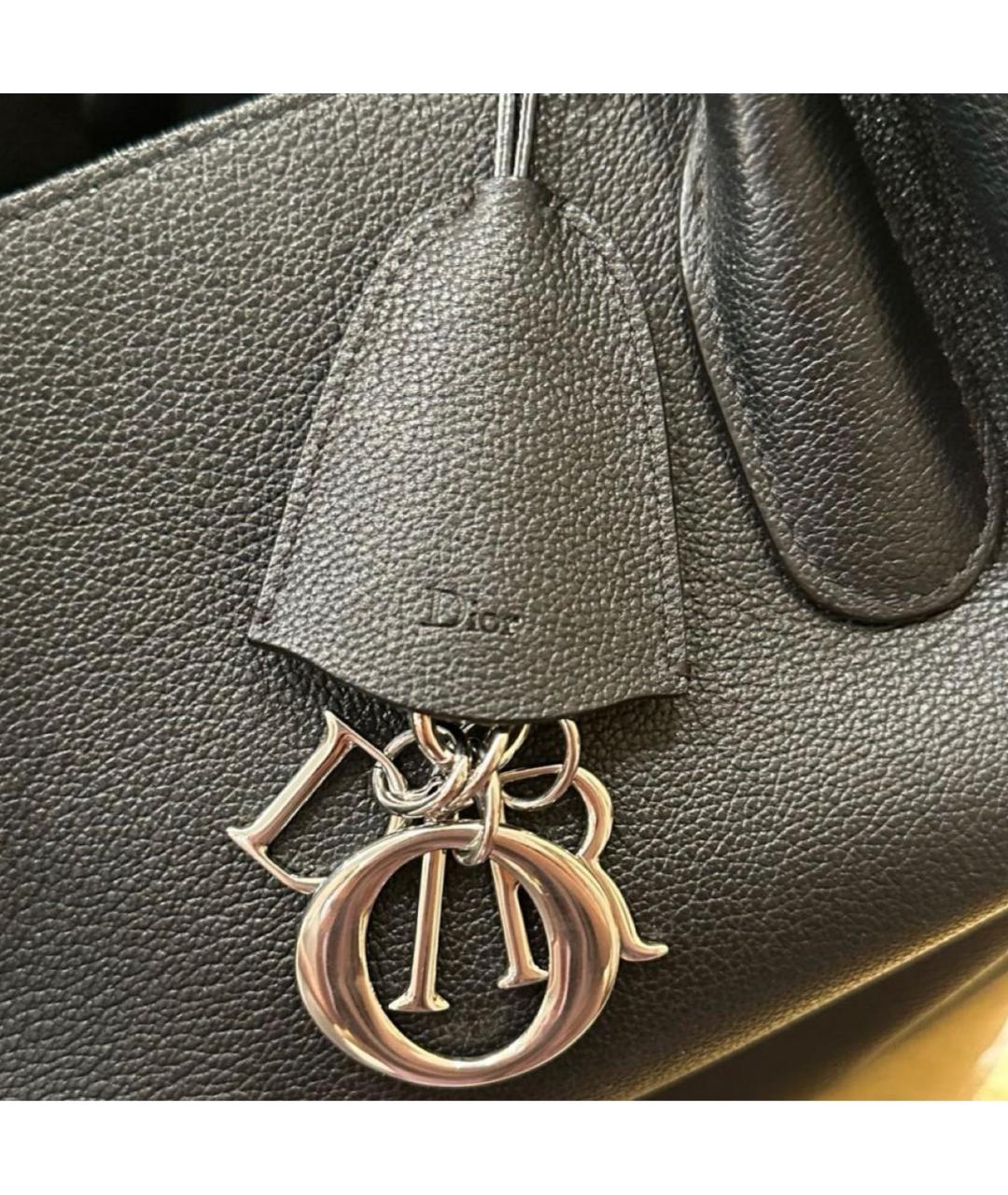 CHRISTIAN DIOR Черная кожаная сумка с короткими ручками, фото 6