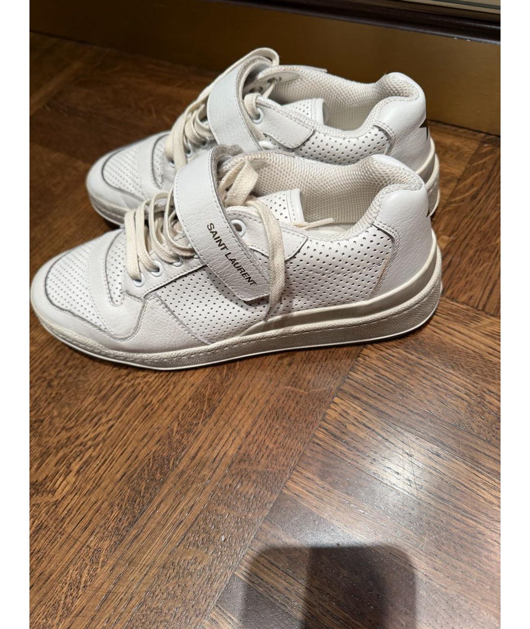 SAINT LAURENT Белые кожаные кеды, фото 2