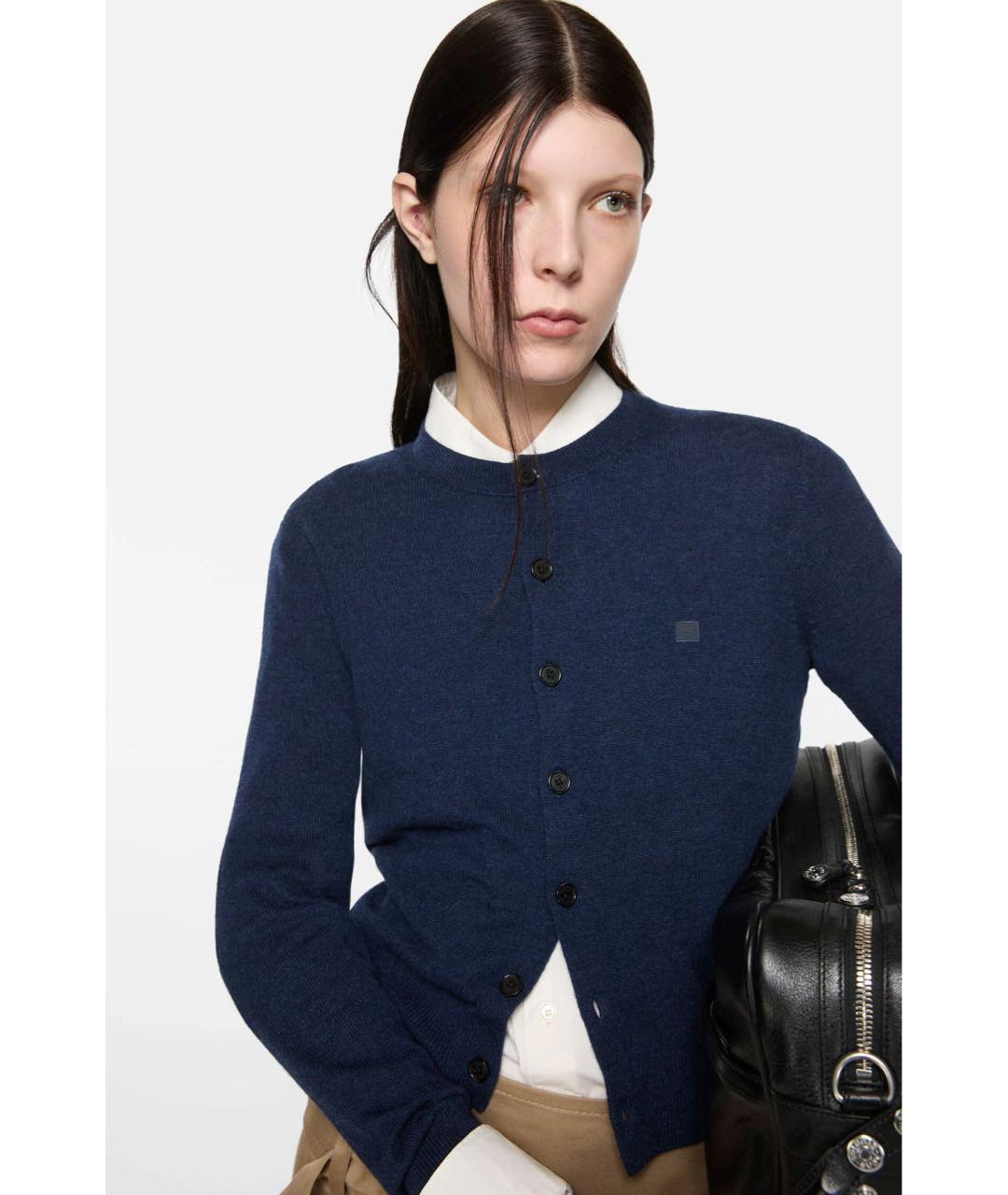 ACNE STUDIOS Темно-синий шерстяной кардиган, фото 3