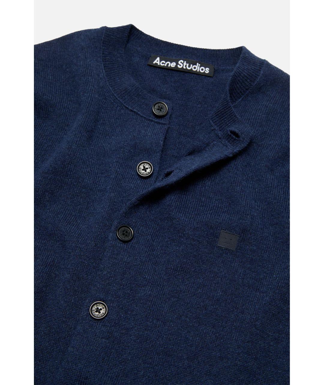 ACNE STUDIOS Темно-синий шерстяной кардиган, фото 4