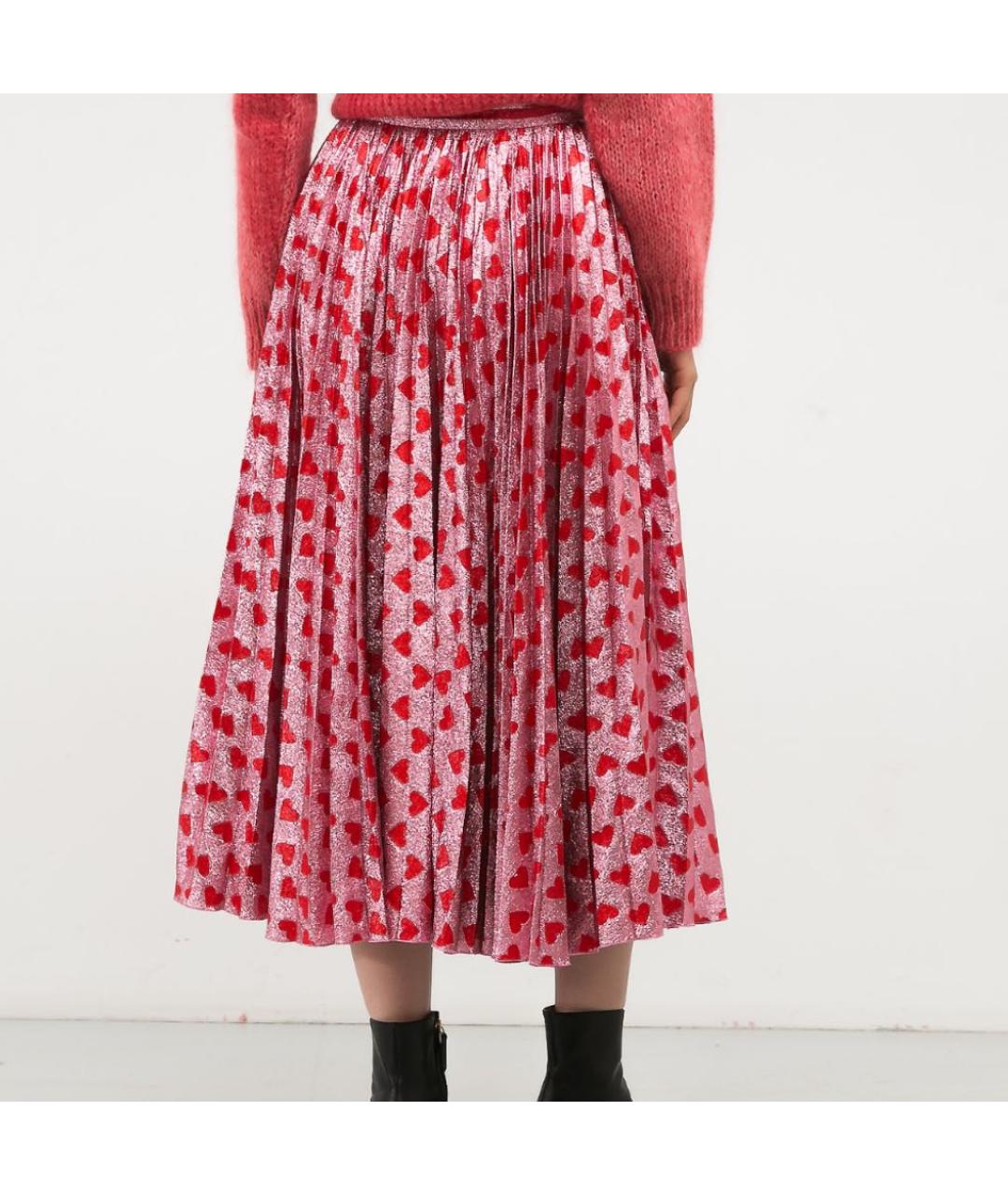 GUCCI Розовая шифоновая юбка миди, фото 2