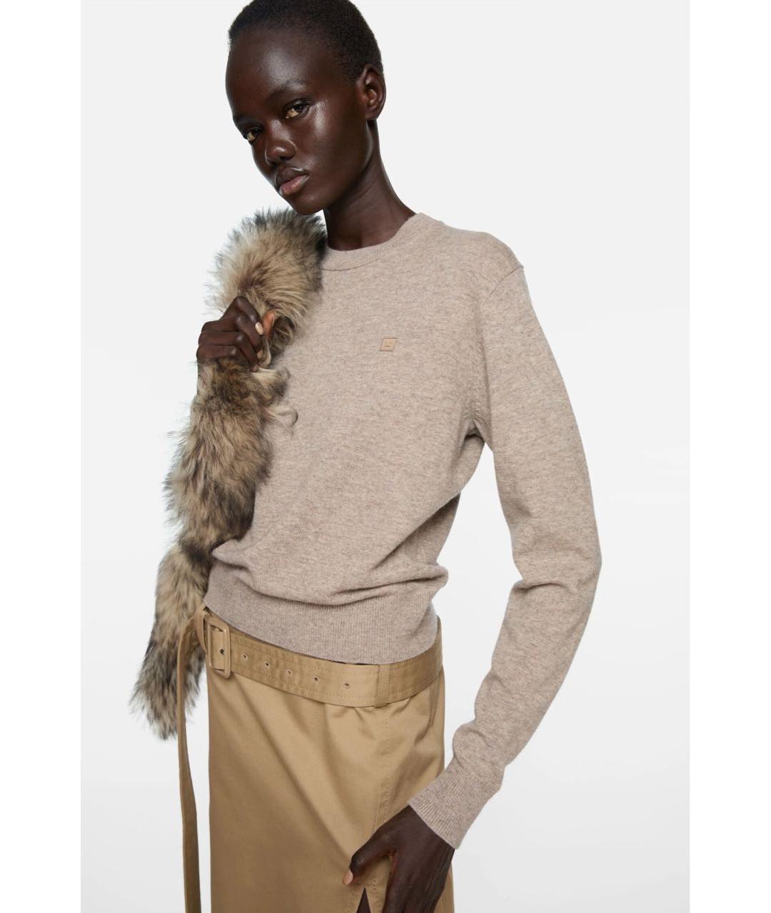 ACNE STUDIOS Бежевый шерстяной джемпер / свитер, фото 2