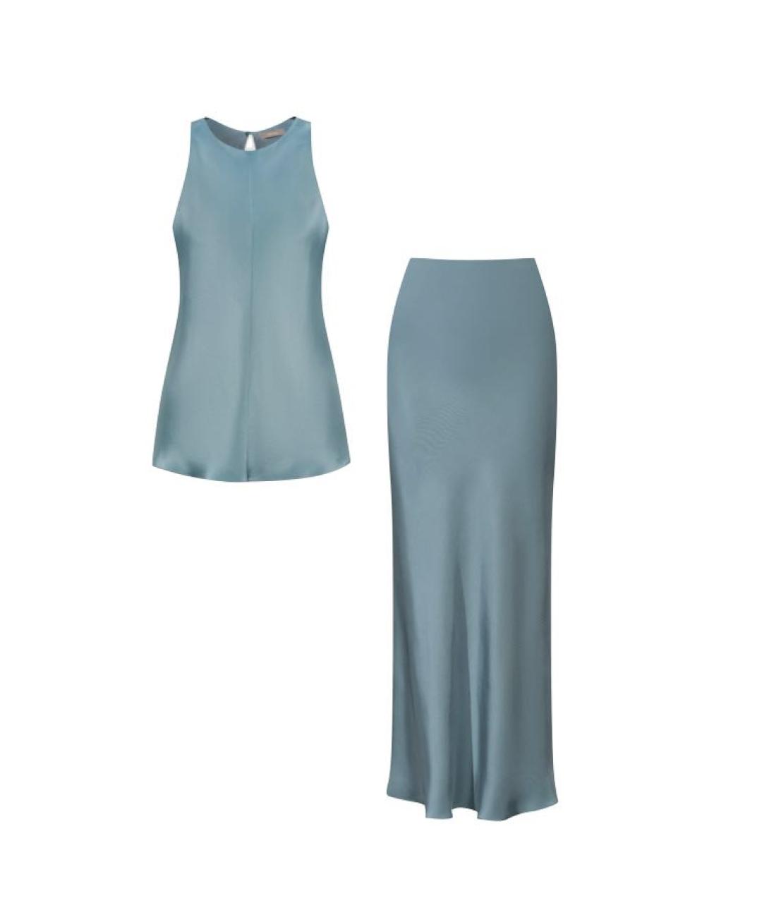 12 STOREEZ Голубой шелковый костюм с юбками, фото 1