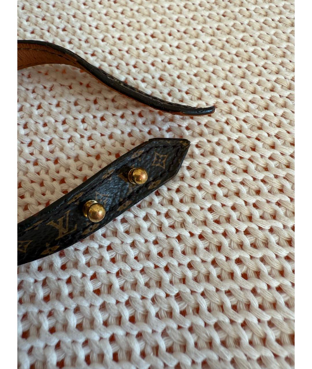 LOUIS VUITTON Коричневый кожаный браслет, фото 4