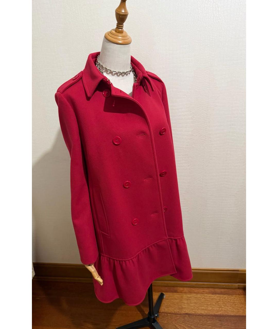 RED VALENTINO Красное шерстяное пальто, фото 5