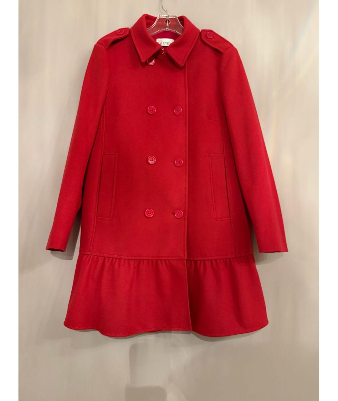 RED VALENTINO Красное шерстяное пальто, фото 7