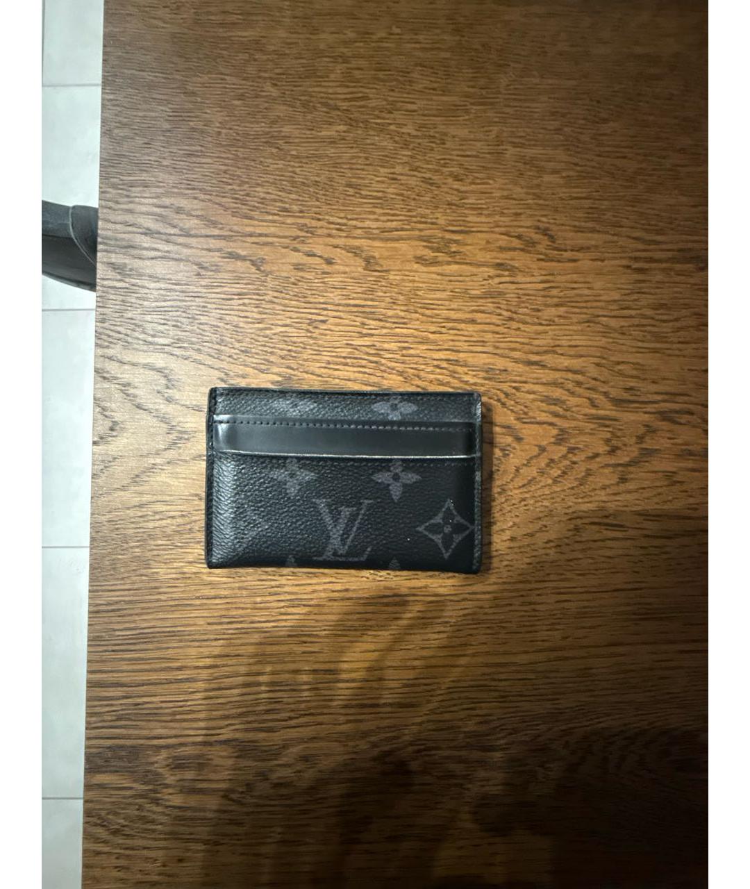 LOUIS VUITTON Черный кожаный кардхолдер, фото 2