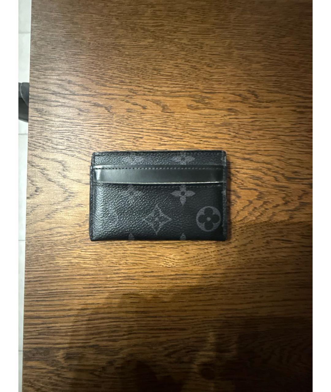 LOUIS VUITTON Черный кожаный кардхолдер, фото 4