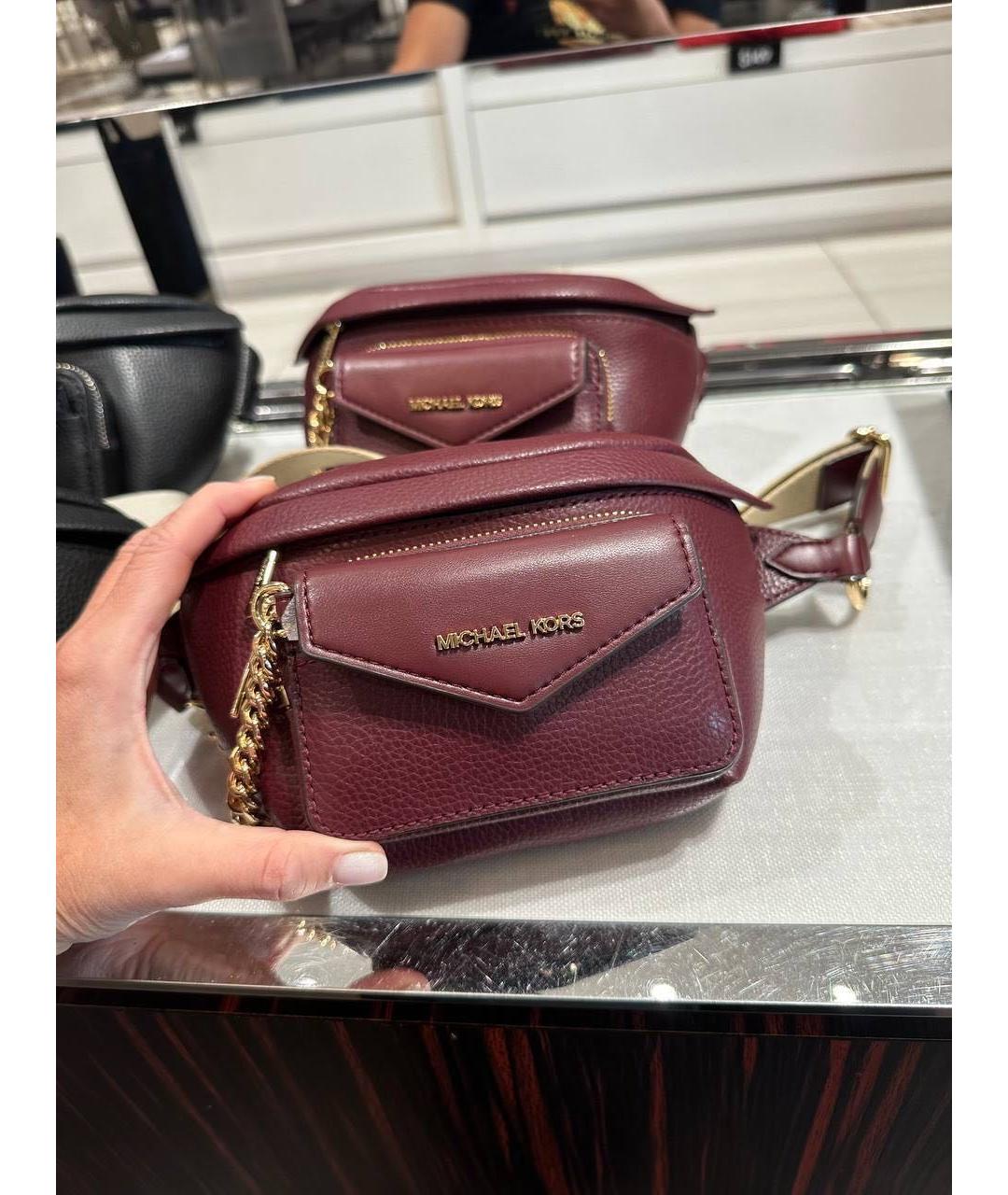 MICHAEL KORS Бордовая кожаная поясная сумка, фото 2