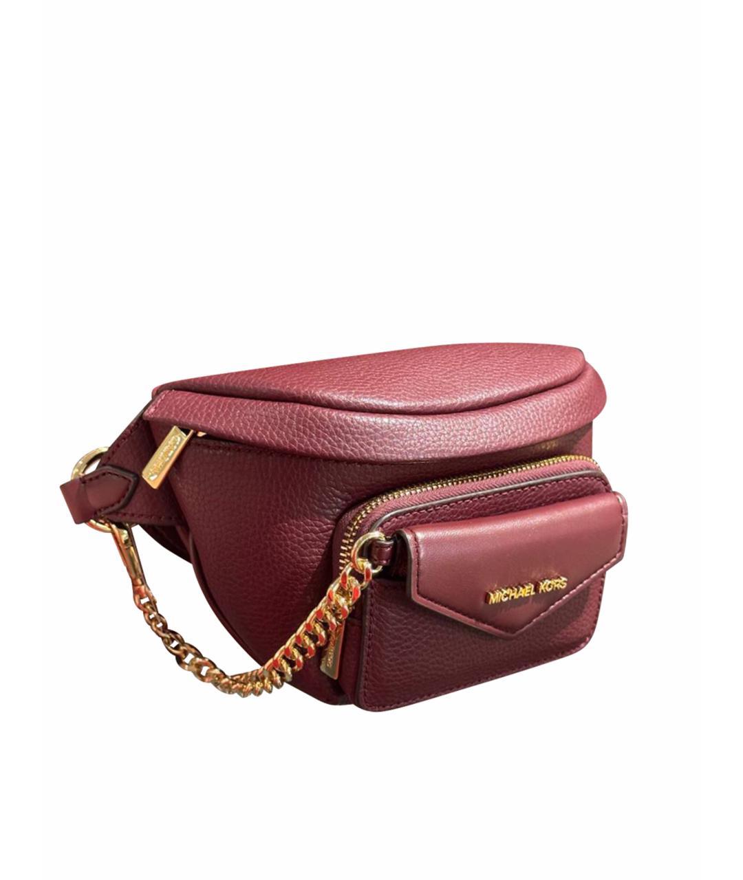 MICHAEL KORS Бордовая кожаная поясная сумка, фото 1