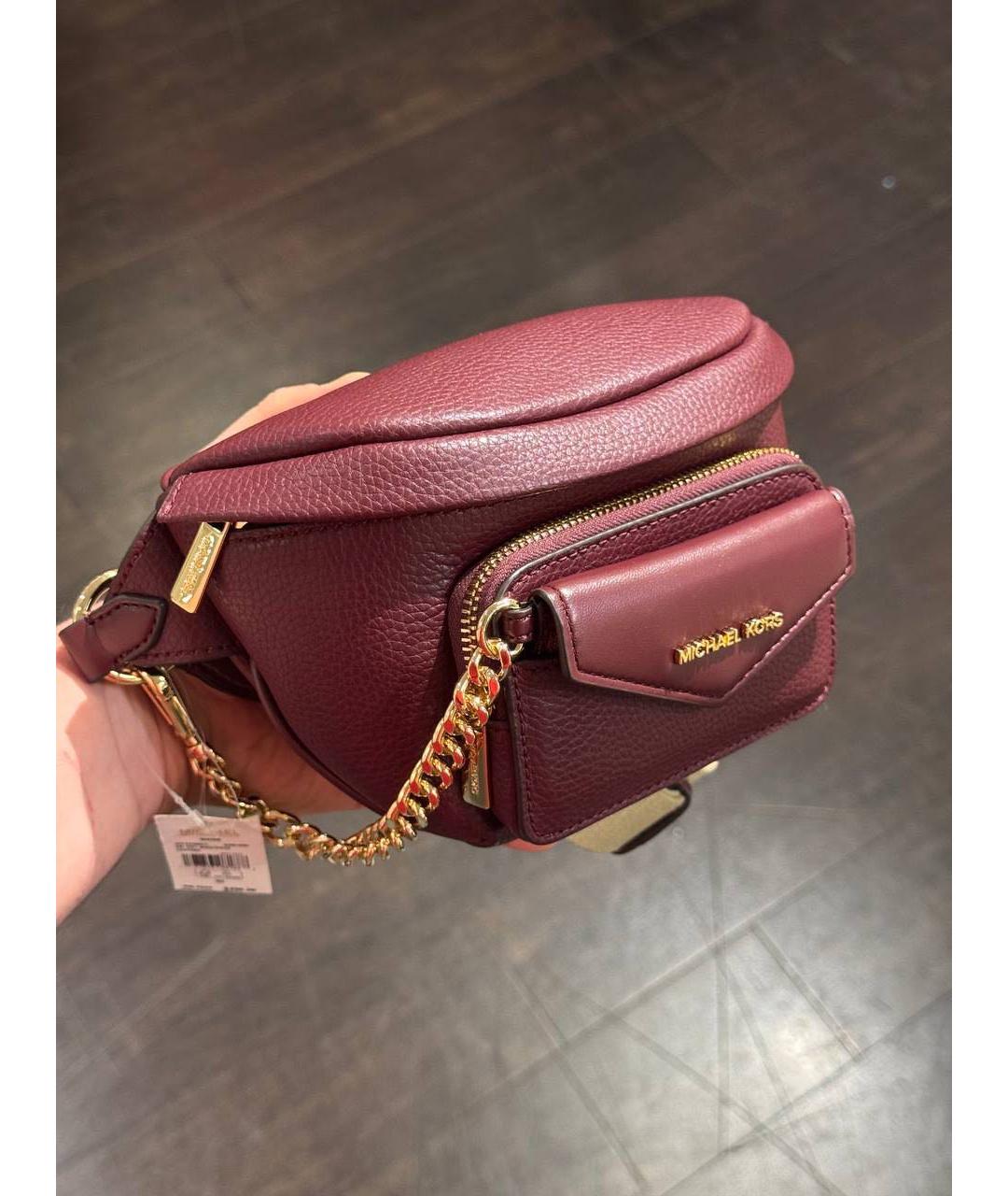MICHAEL KORS Бордовая кожаная поясная сумка, фото 4