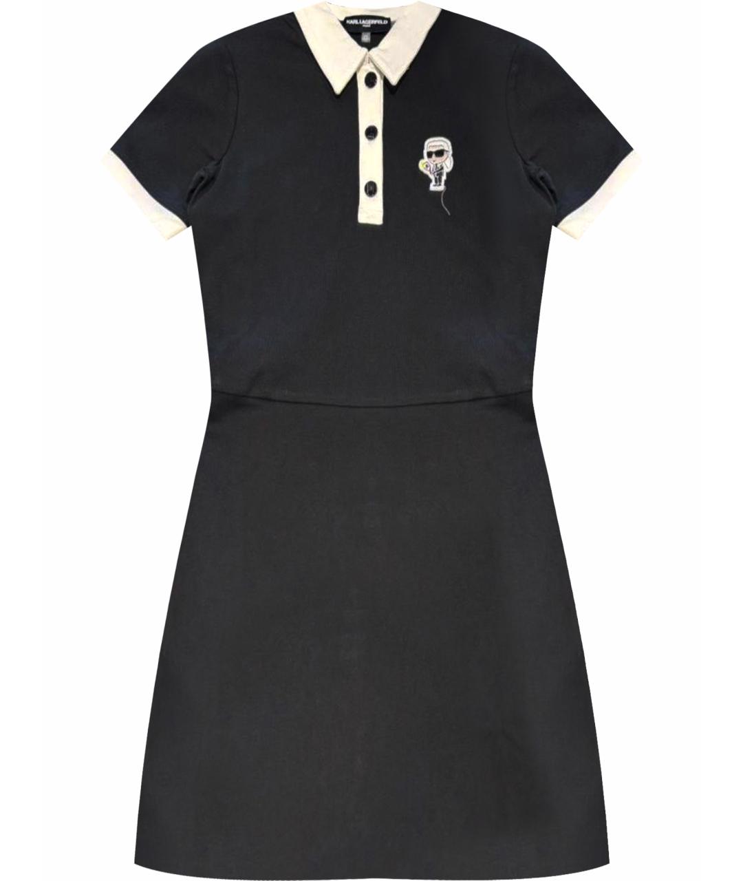 KARL LAGERFELD Черное хлопковое повседневное платье, фото 1