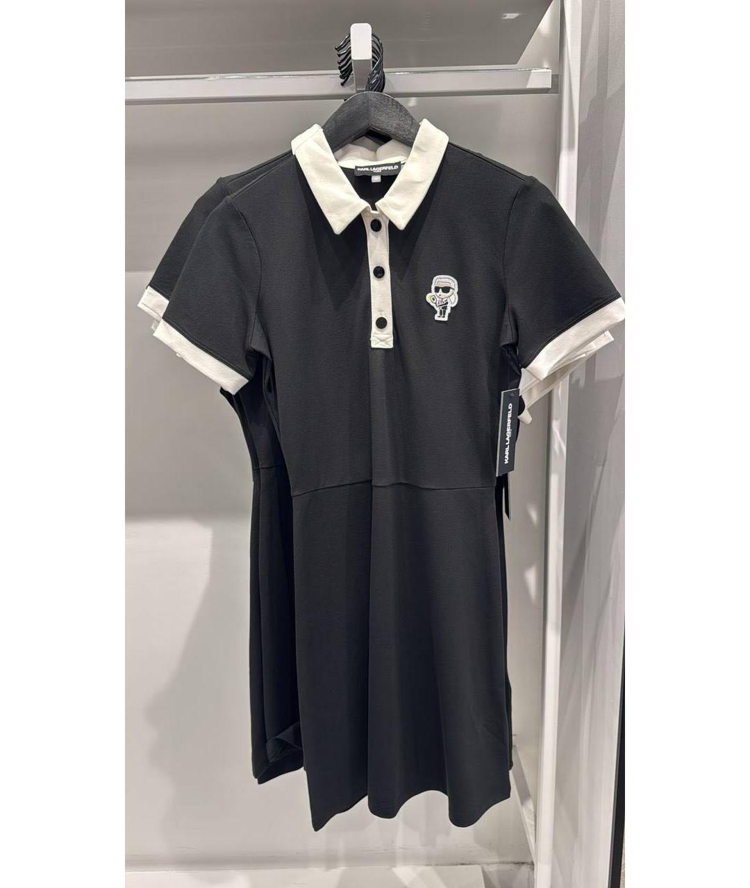 KARL LAGERFELD Черное хлопковое повседневное платье, фото 4
