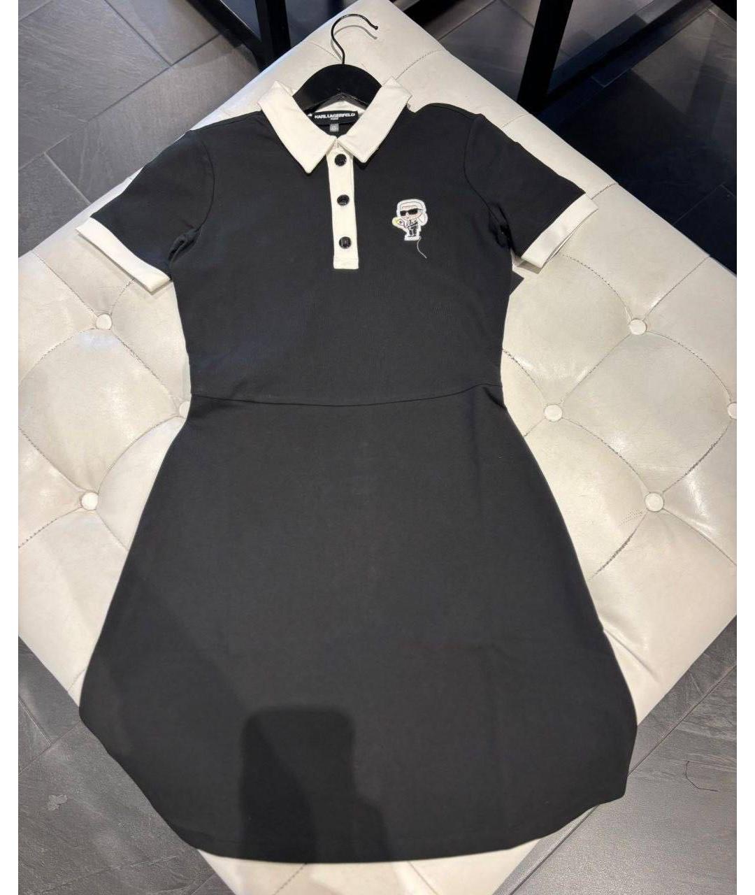 KARL LAGERFELD Черное хлопковое повседневное платье, фото 6