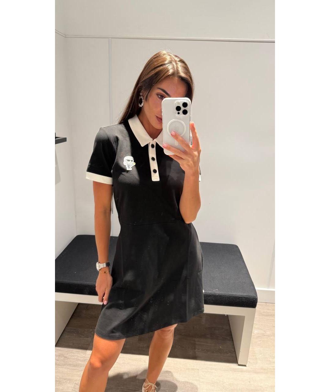 KARL LAGERFELD Черное хлопковое повседневное платье, фото 5