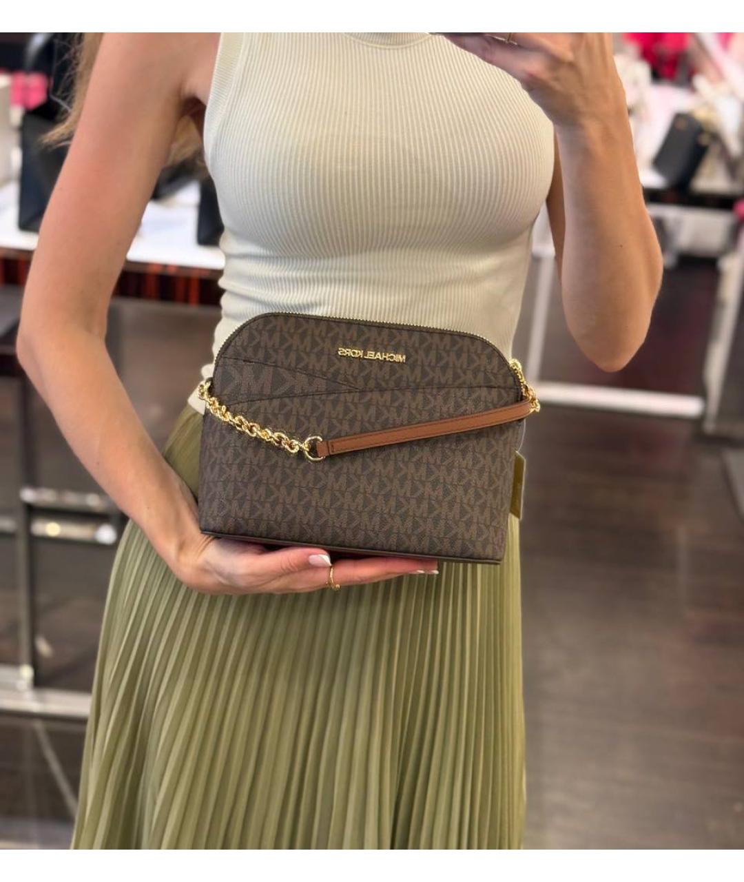 MICHAEL KORS Коричневая кожаная сумка через плечо, фото 5