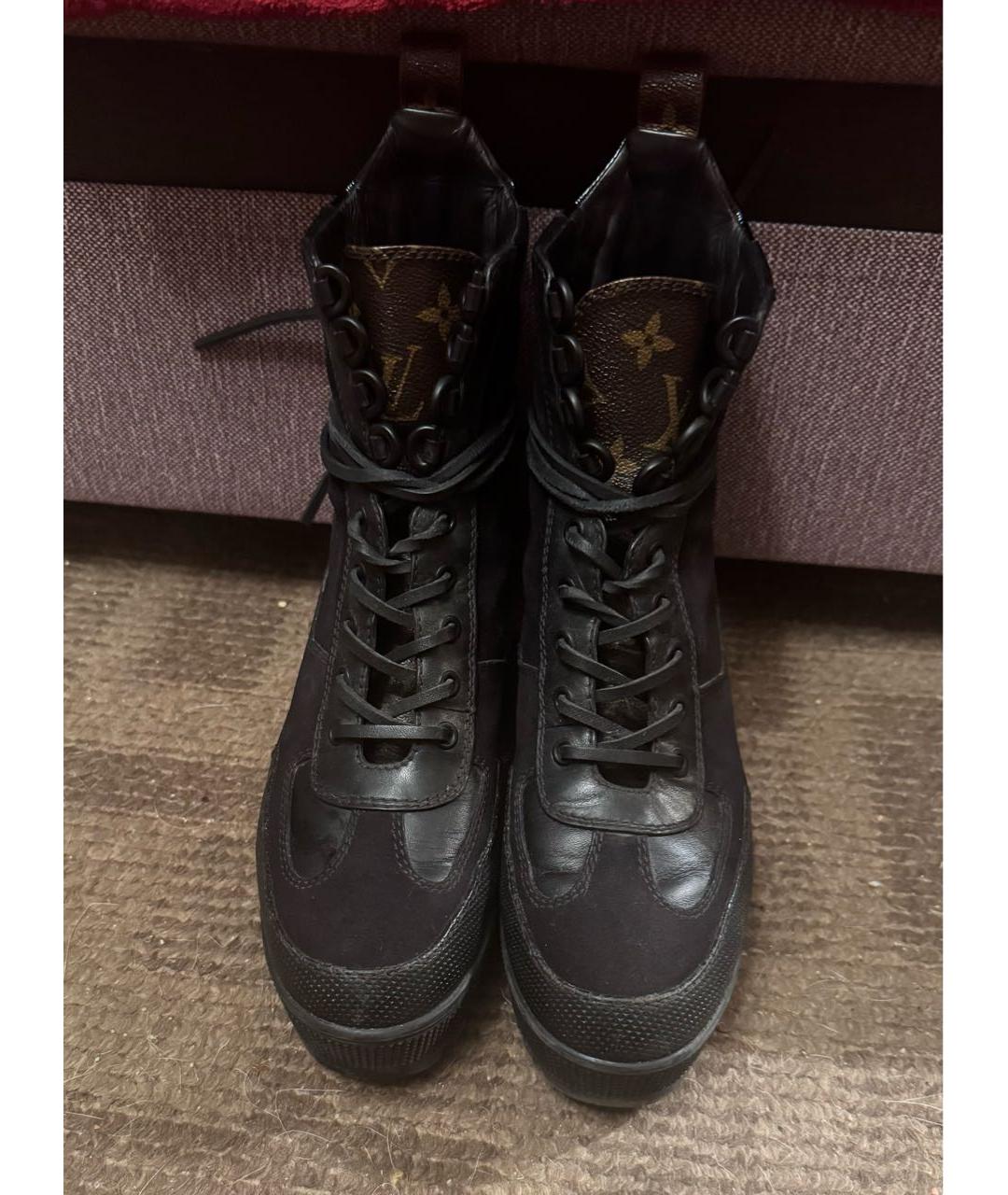 LOUIS VUITTON Черные кожаные ботинки, фото 2