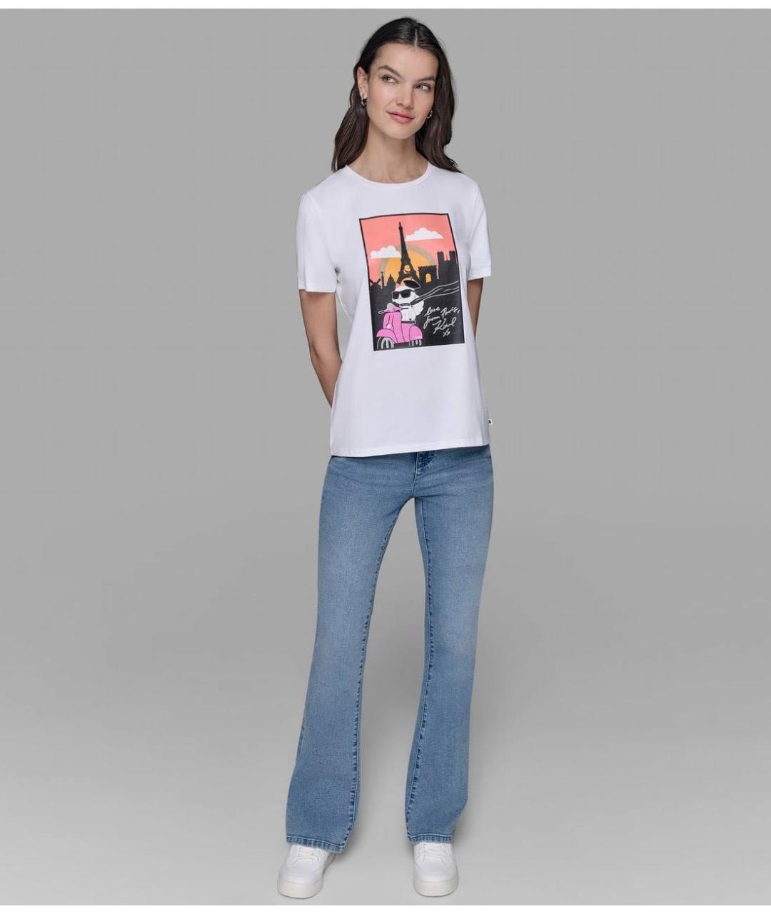 KARL LAGERFELD Белая хлопковая футболка, фото 3