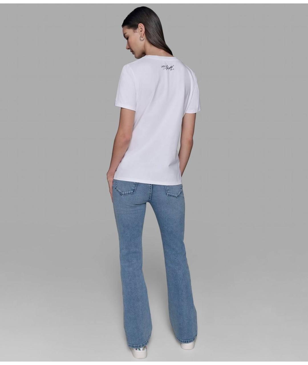 KARL LAGERFELD Белая хлопковая футболка, фото 4