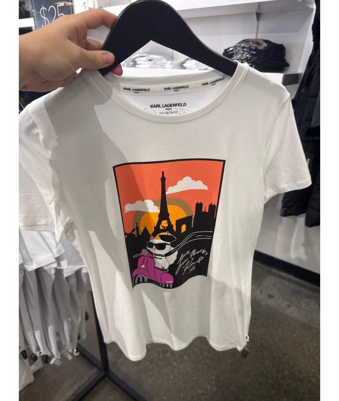 KARL LAGERFELD Белая хлопковая футболка, фото 5
