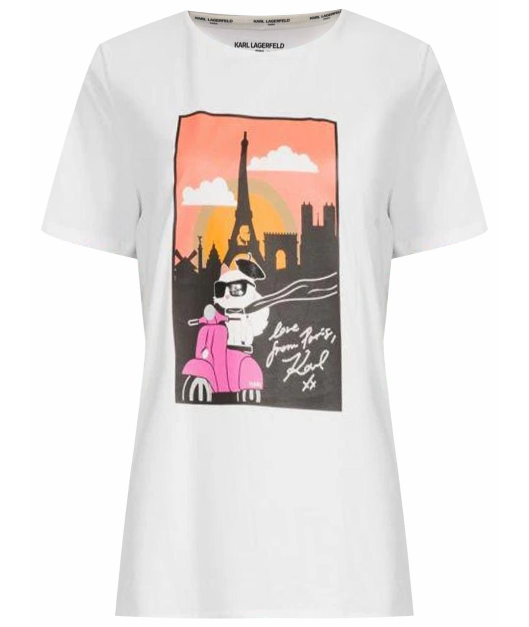 KARL LAGERFELD Белая хлопковая футболка, фото 1