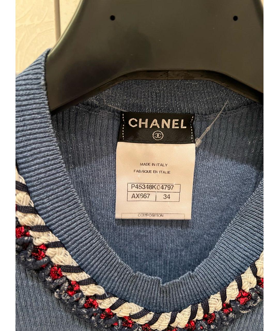 CHANEL Голубая льняная майка, фото 2