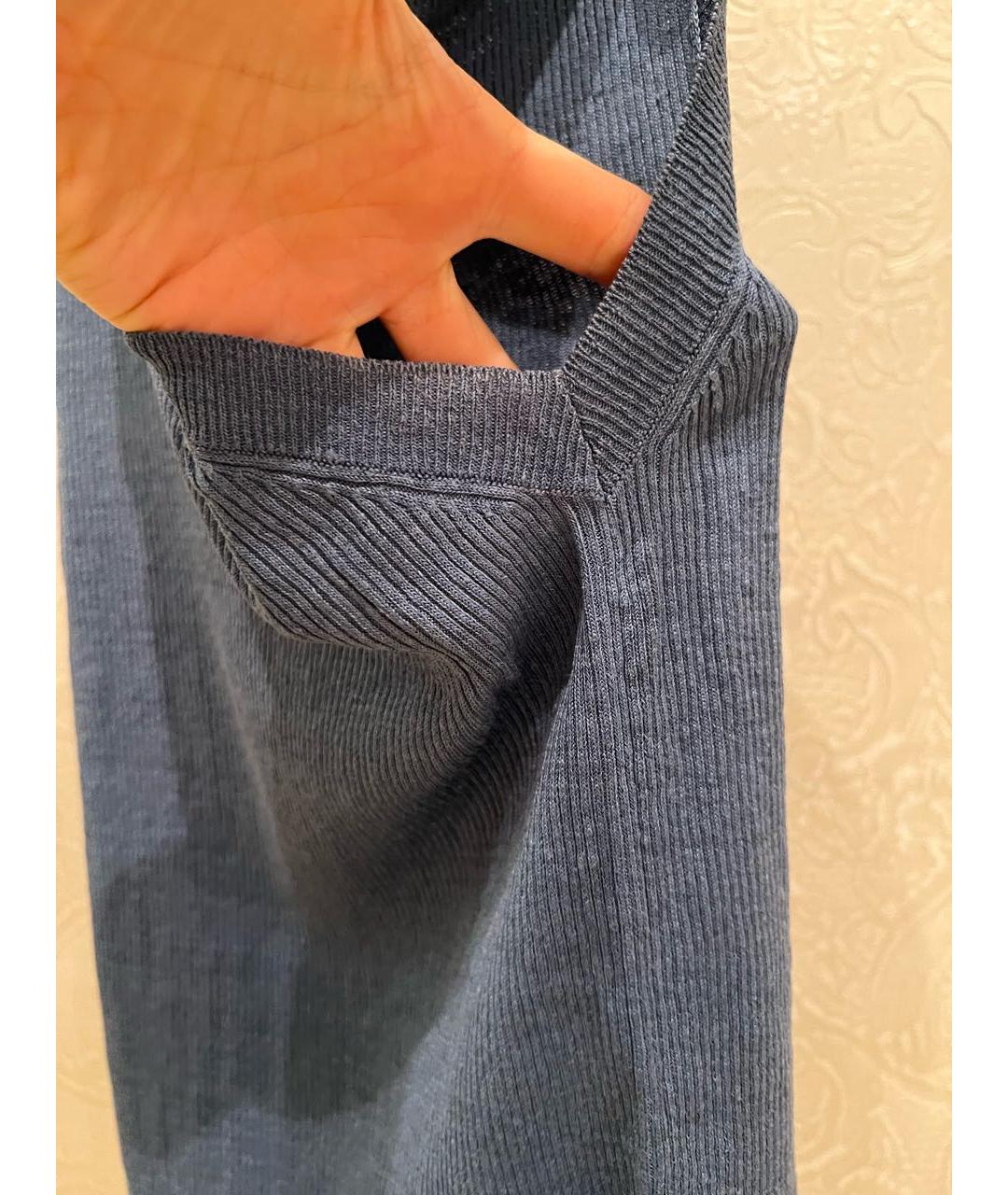 CHANEL Голубая льняная майка, фото 5