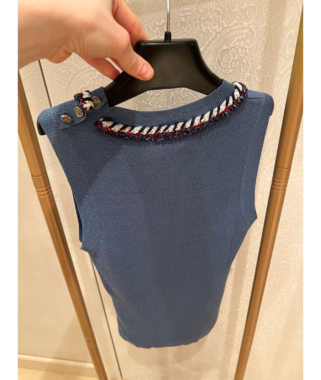 CHANEL Голубая льняная майка, фото 8