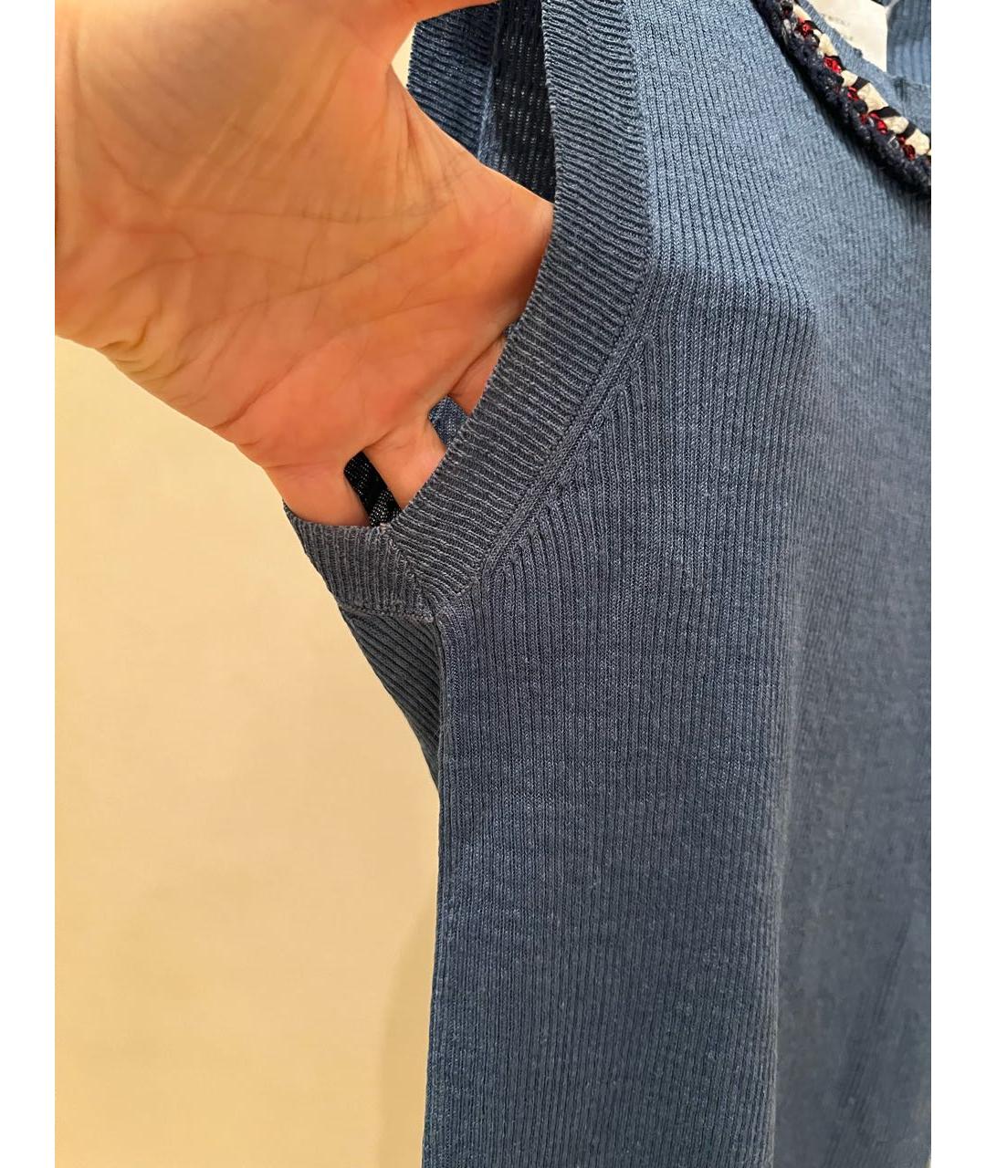 CHANEL Голубая льняная майка, фото 4