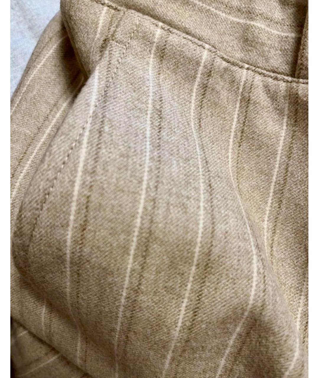 LORO PIANA Бежевые кашемировые брюки широкие, фото 6