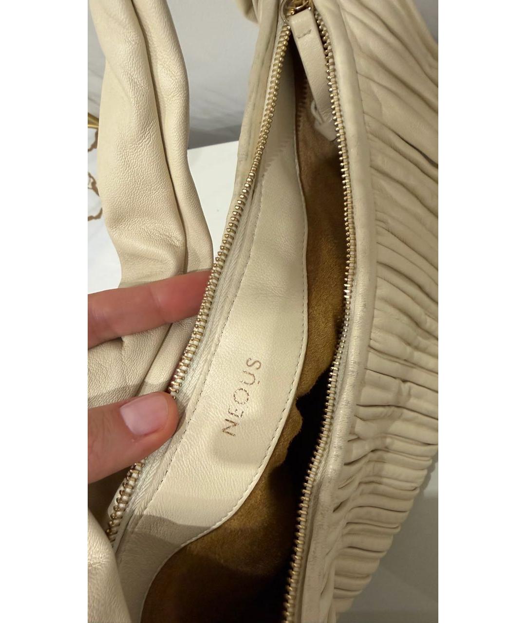 NEOUS Бежевая кожаная сумка с короткими ручками, фото 2