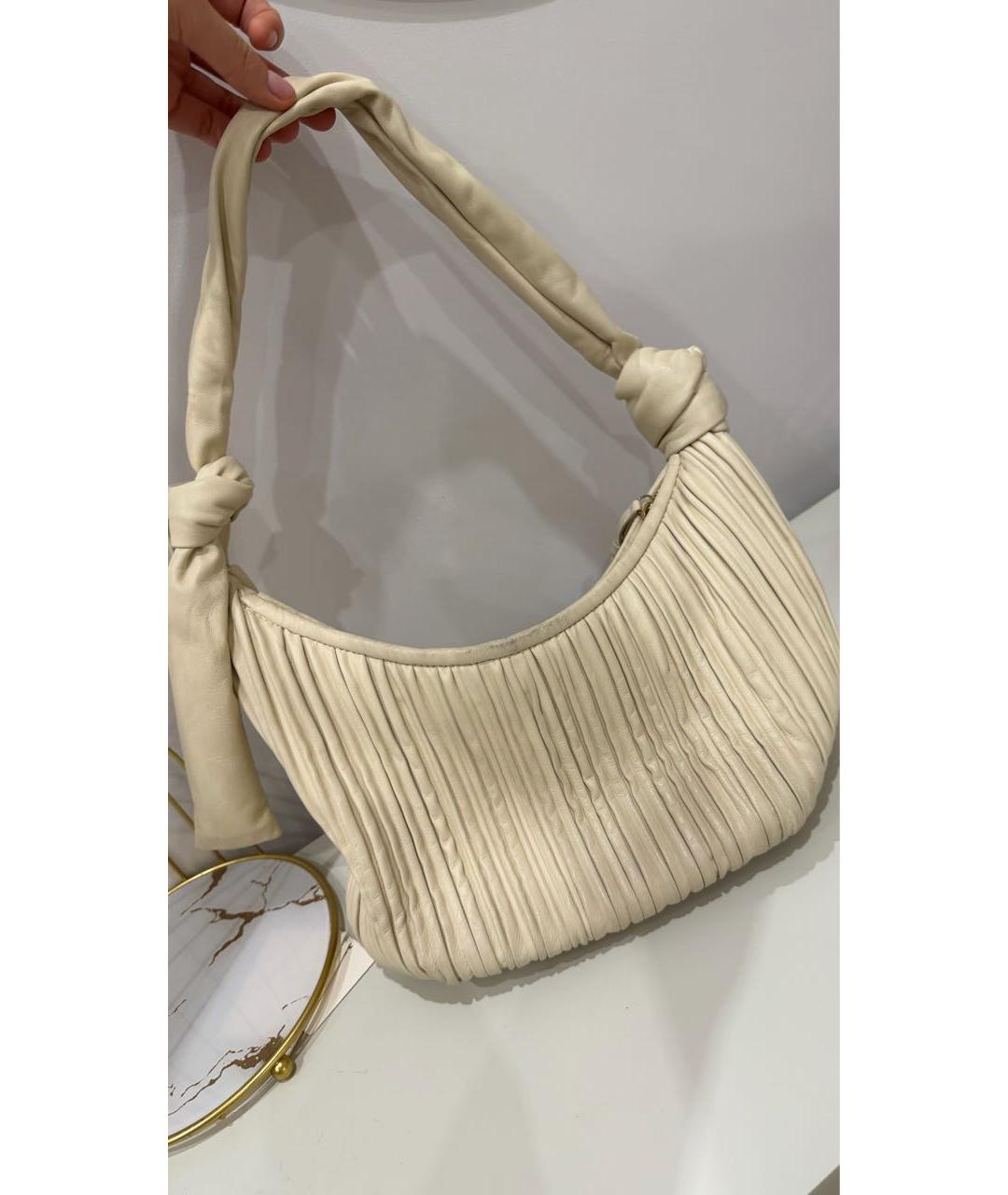 NEOUS Бежевая кожаная сумка с короткими ручками, фото 3