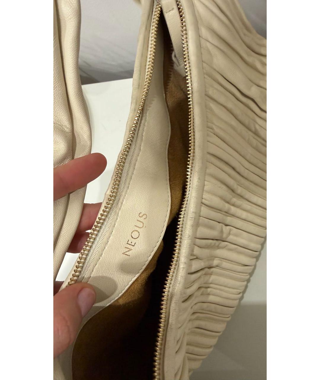 NEOUS Бежевая кожаная сумка с короткими ручками, фото 4